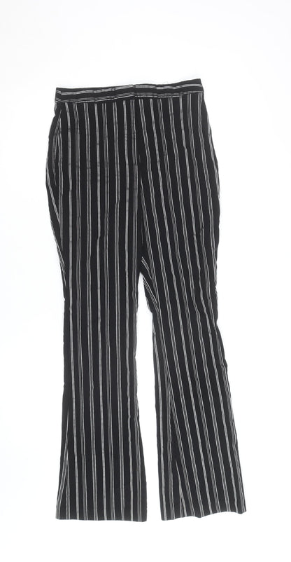 ASOS DESIGN Women’s Black Striped Straight Leg Trousers Size 10
