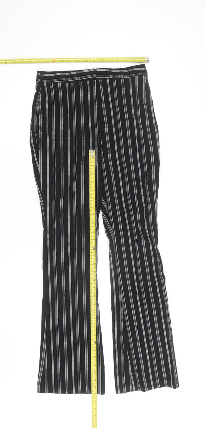 ASOS DESIGN Women’s Black Striped Straight Leg Trousers Size 10