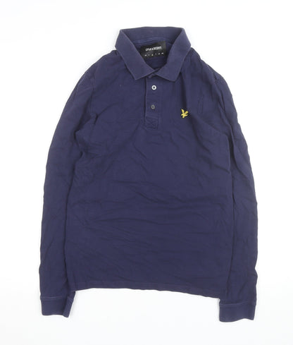 Lyle & Scott Mens Blue Long Sleeve Polo Shirt Size M