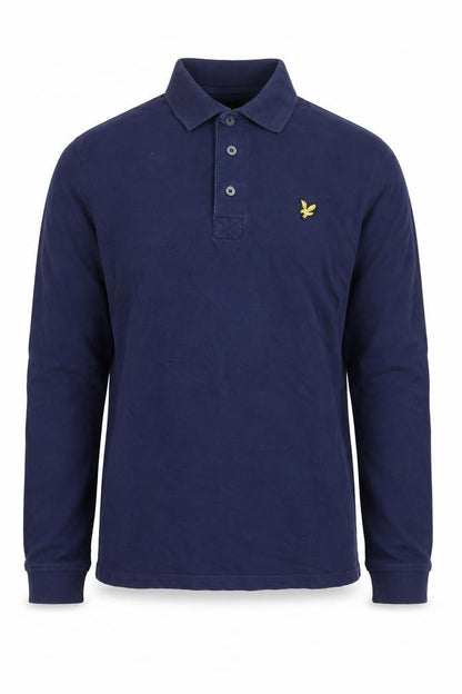 Lyle & Scott Mens Blue Long Sleeve Polo Shirt Size M