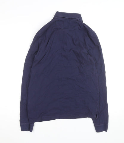 Lyle & Scott Mens Blue Long Sleeve Polo Shirt Size M