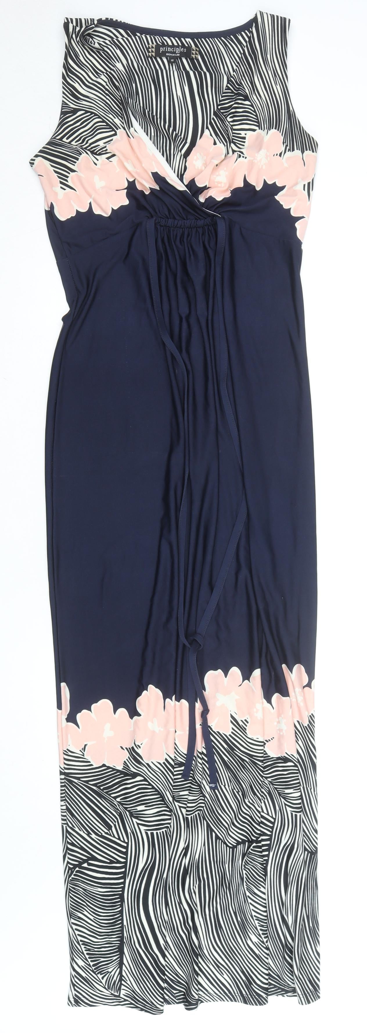 Principles by Ben de Lisi Women’s Multicoloured Maxi Dress Size 12 V-Neck Sleeveless