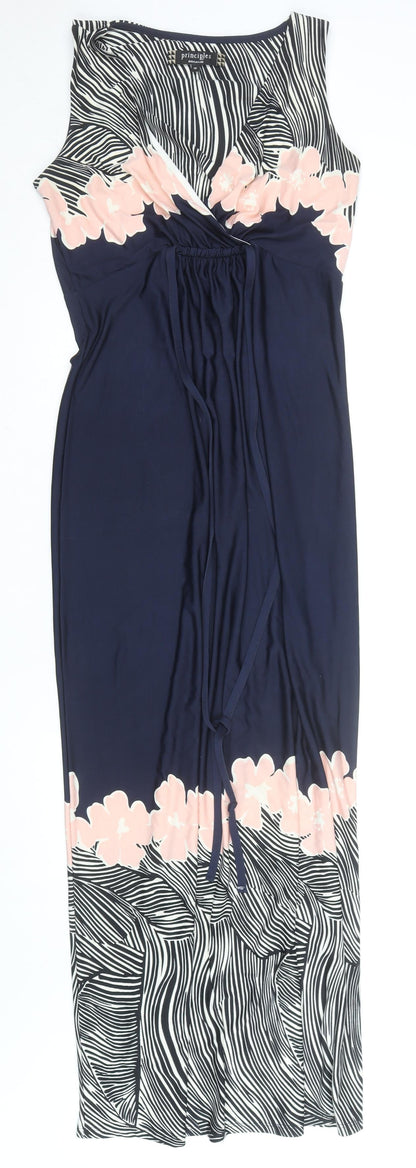 Principles by Ben de Lisi Women’s Multicoloured Maxi Dress Size 12 V-Neck Sleeveless