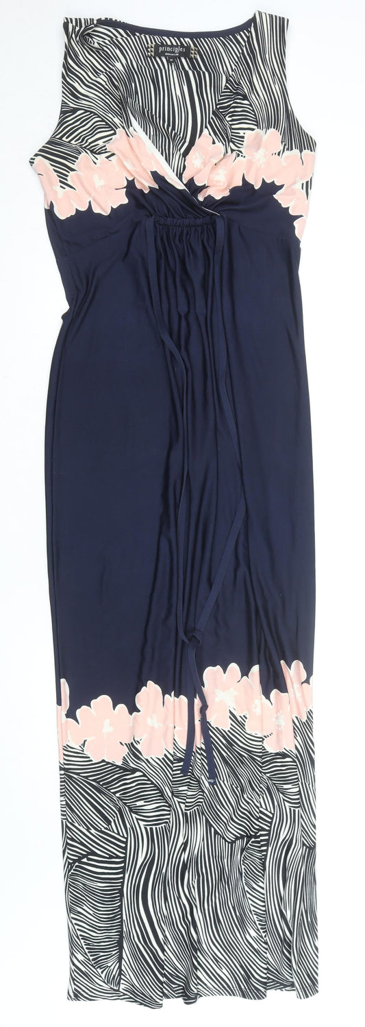 Principles by Ben de Lisi Women’s Multicoloured Maxi Dress Size 12 V-Neck Sleeveless