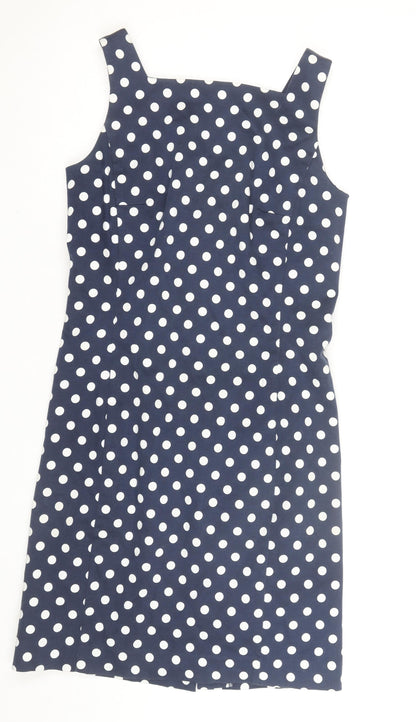 Ralph Lauren Women Blue White Polka Dot Sheath Dress Size 4