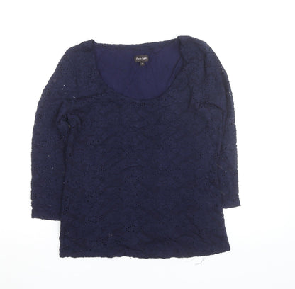 Phase Eight Women's Blue Lace 3/4 Sleeve Blouse Size 12