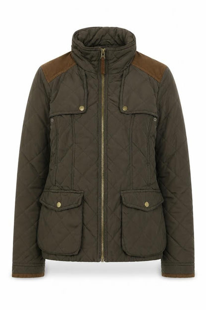 Zara Basic Women’s Brown Quilted Jacket L Longline Padded Coat