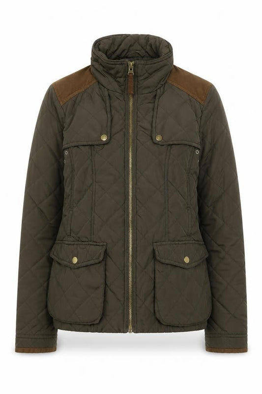Zara Basic Women’s Brown Quilted Jacket L Longline Padded Coat