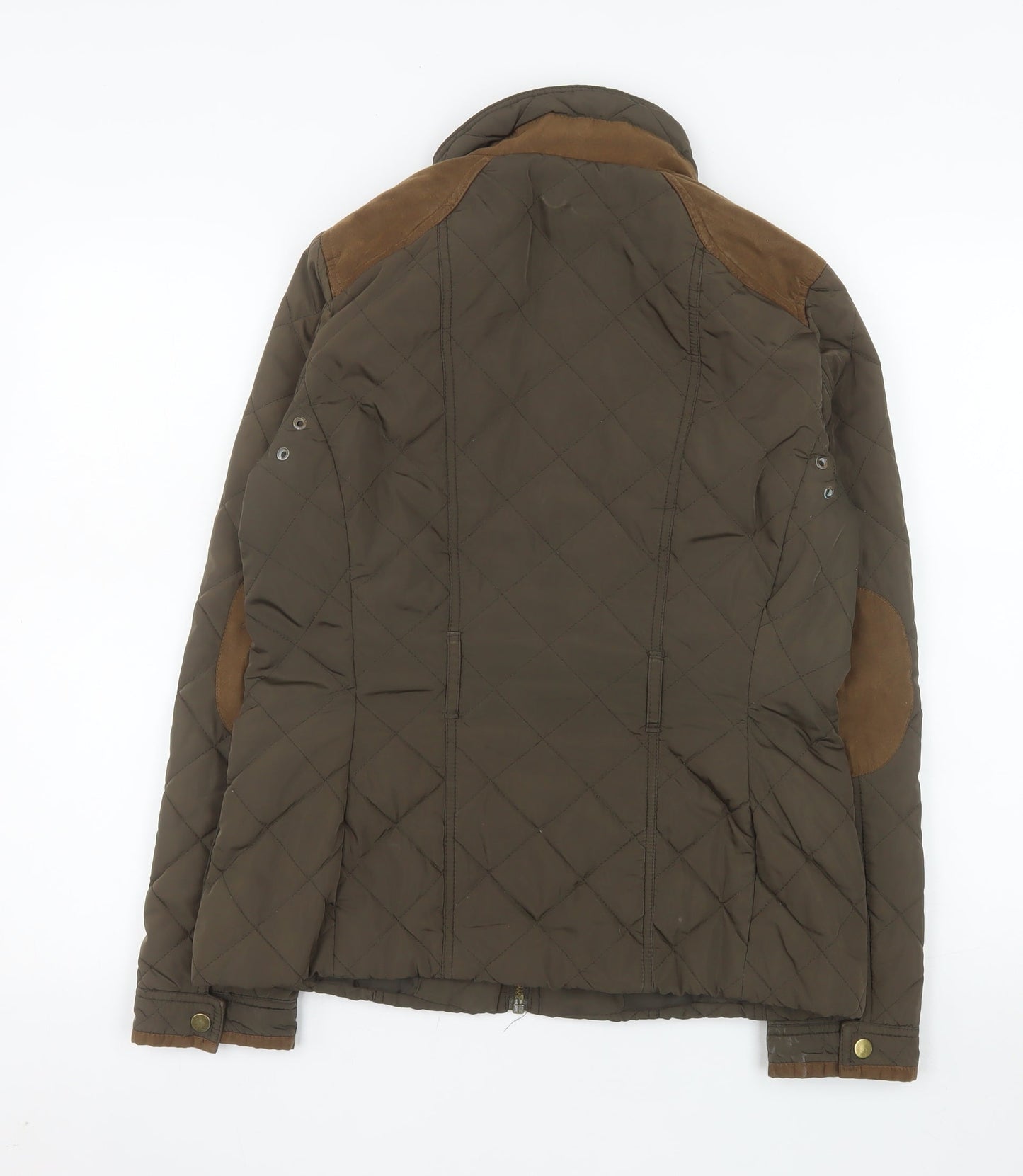 Zara Basic Women’s Brown Quilted Jacket L Longline Padded Coat