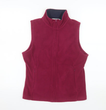 Isle Essentials Women Burgundy Fleece Waistcoat Size 10-12 Full Zip