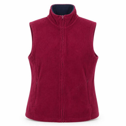 Isle Essentials Women Burgundy Fleece Waistcoat Size 10-12 Full Zip