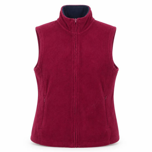 Isle Essentials Women Burgundy Fleece Waistcoat Size 10-12 Full Zip