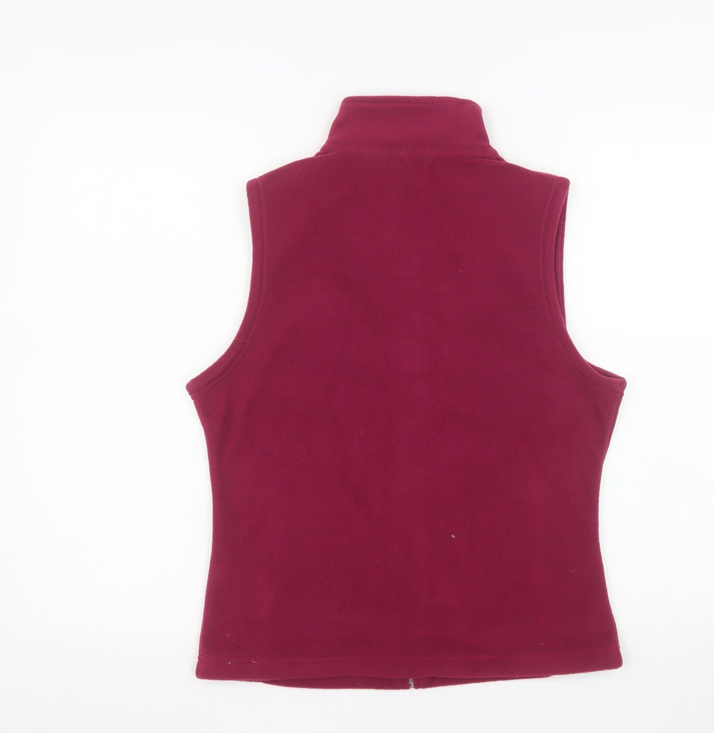 Isle Essentials Women Burgundy Fleece Waistcoat Size 10-12 Full Zip