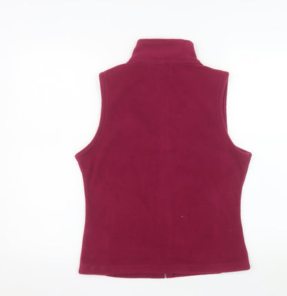 Isle Essentials Women Burgundy Fleece Waistcoat Size 10-12 Full Zip