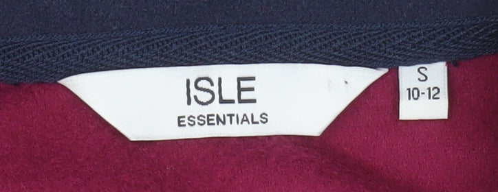 Isle Essentials Women Burgundy Fleece Waistcoat Size 10-12 Full Zip