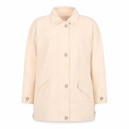 Essentials Womens Beige Long Rain Coat Size 12 Classic Lightweight