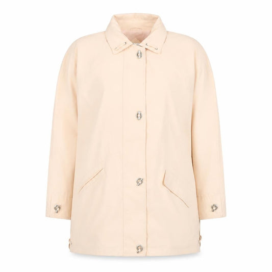 Essentials Womens Beige Long Rain Coat Size 12 Classic Lightweight