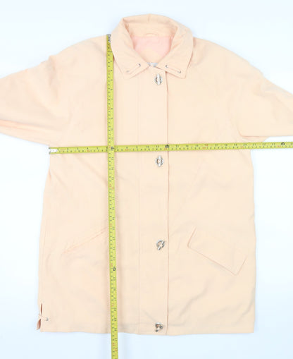 Essentials Womens Beige Long Rain Coat Size 12 Classic Lightweight