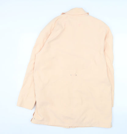 Essentials Womens Beige Long Rain Coat Size 12 Classic Lightweight