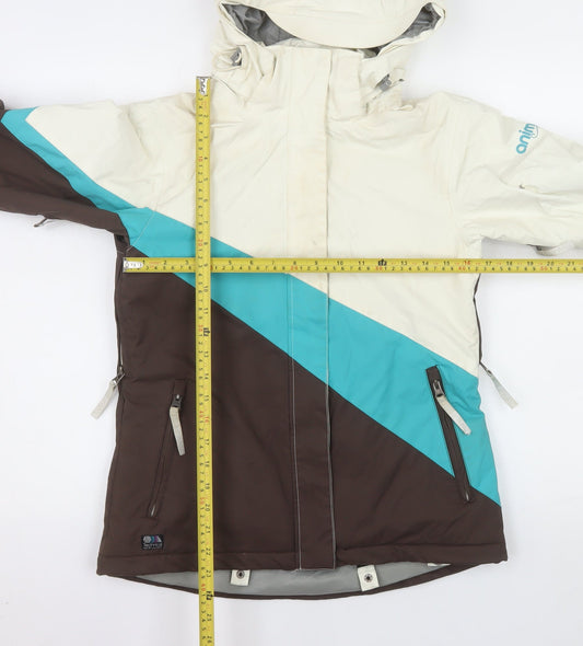 Animal Womens Beige Ski Jacket Size 8 Hooded Waterproof Coat