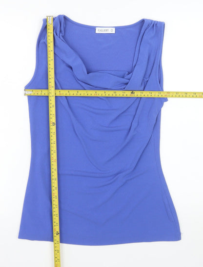 Gallery Women's Blue Cowl Neck Sleeveless Jersey Tank Top Size M