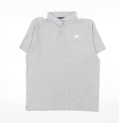 New Balance Men's Grey Short Sleeve Cotton Polo Shirt Size M