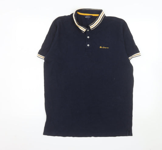 Ben Sherman Men's Blue Cotton Polo Shirt Size M Classic Style