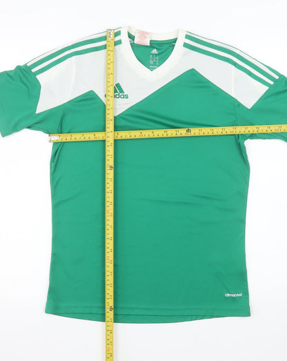Adidas Mens Green White Climacool Sports T-Shirt YXL Polyester