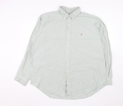 Ralph Lauren Men's Green Check Classic Fit Button-Down Shirt 2XL