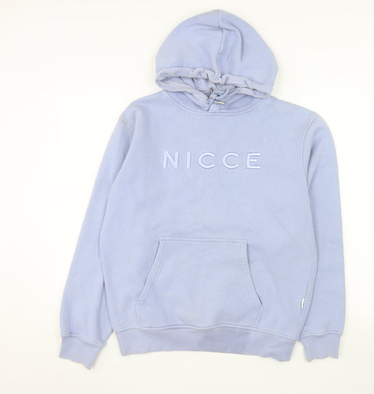 NICCE Women's Blue Pullover Hoodie XS Cotton Blend Logo Jumper