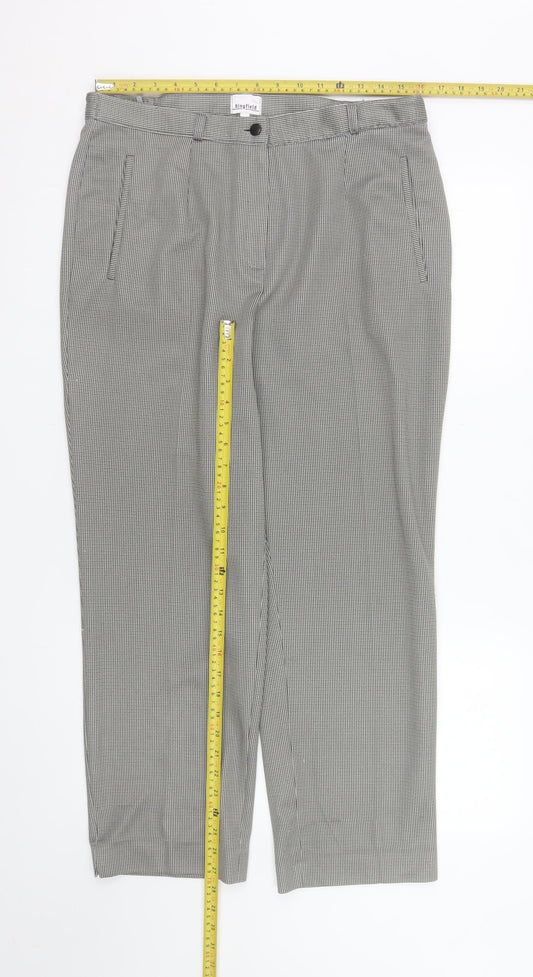 Kingfield Men's Grey Check Pleated Trousers Size 21in Regular Fit