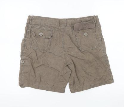 Avenue Women Brown Linen Chino Shorts Size 16 Casual Summer