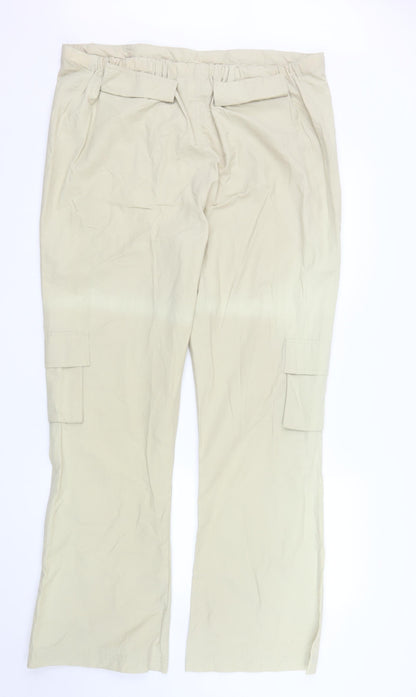 Blooming of Dublin Women's Beige Cargo Trousers Size 16 Elastic Waist