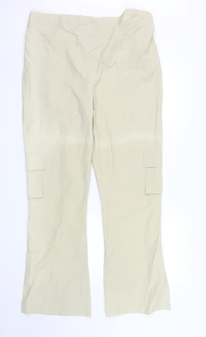 Blooming of Dublin Women's Beige Cargo Trousers Size 16 Elastic Waist