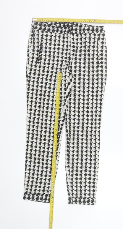 Zara Basic Women's Black Geometric Slim Cropped Trousers Size S