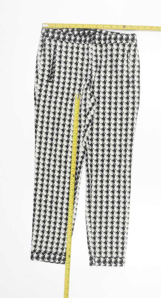 Zara Basic Women's Black Geometric Slim Cropped Trousers Size S