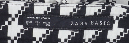 Zara Basic Women's Black Geometric Slim Cropped Trousers Size S