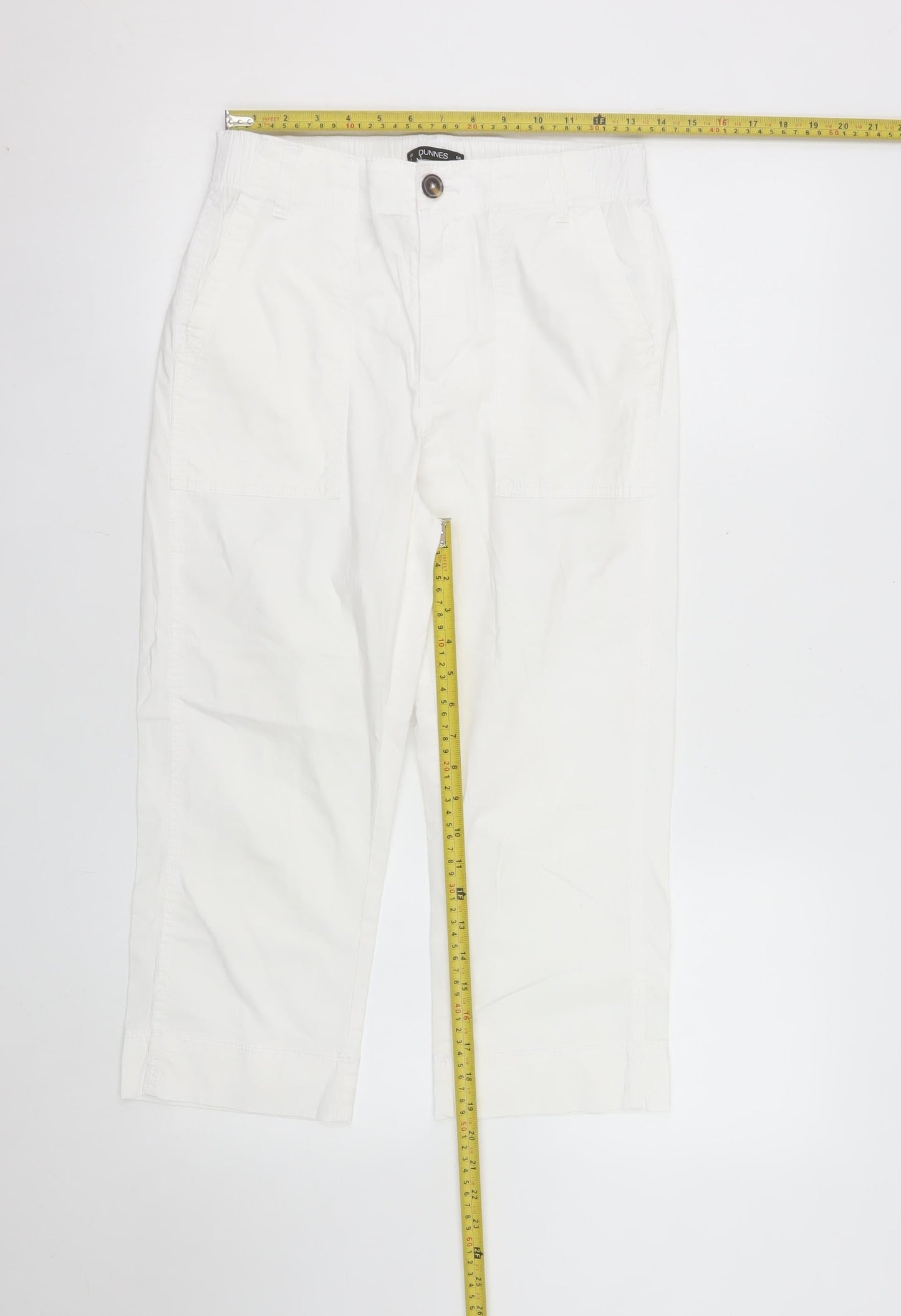 Marks & Spencer Women’s White Cotton Blend Straight Trousers Size 8