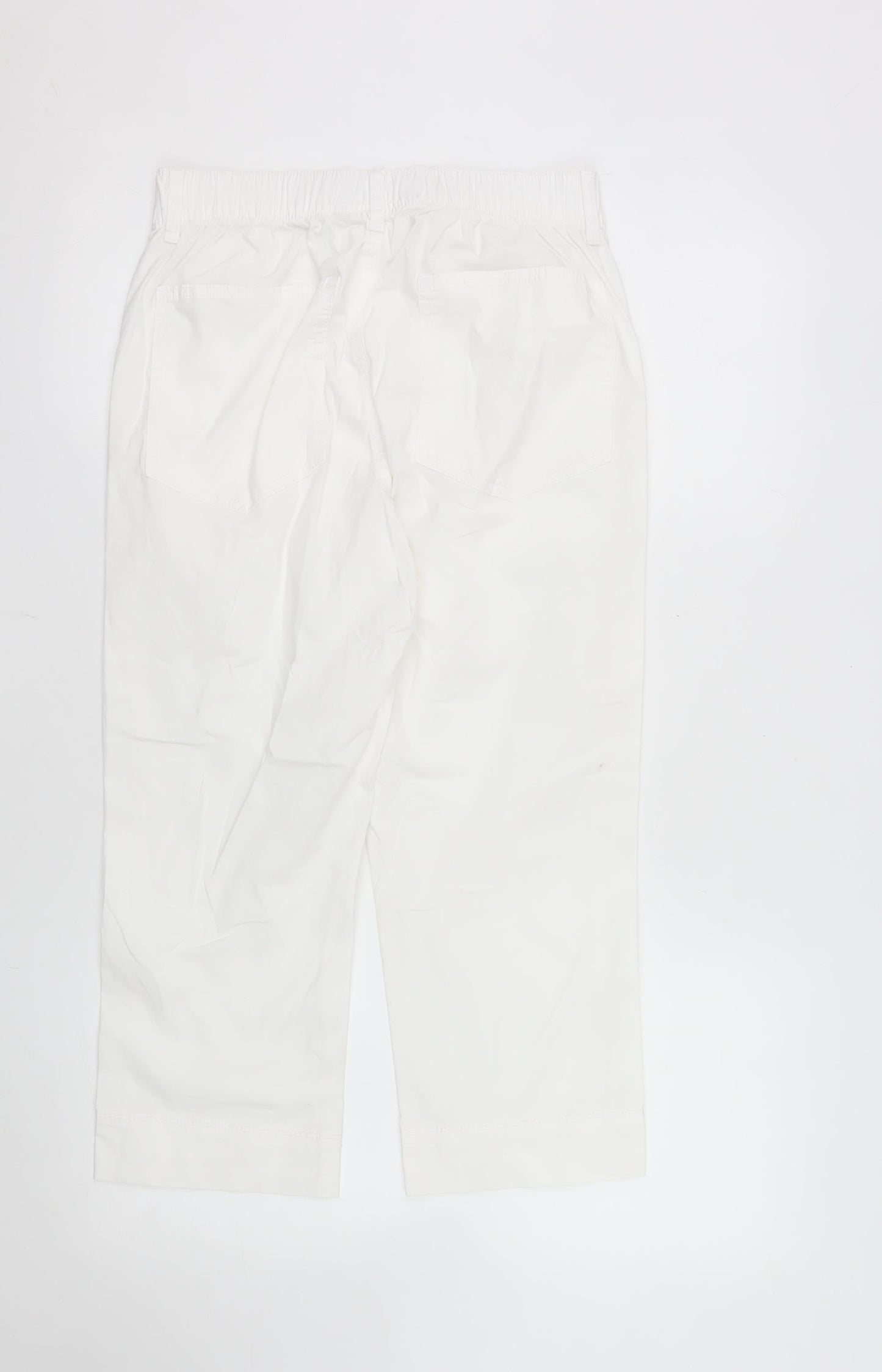 Marks & Spencer Women’s White Cotton Blend Straight Trousers Size 8
