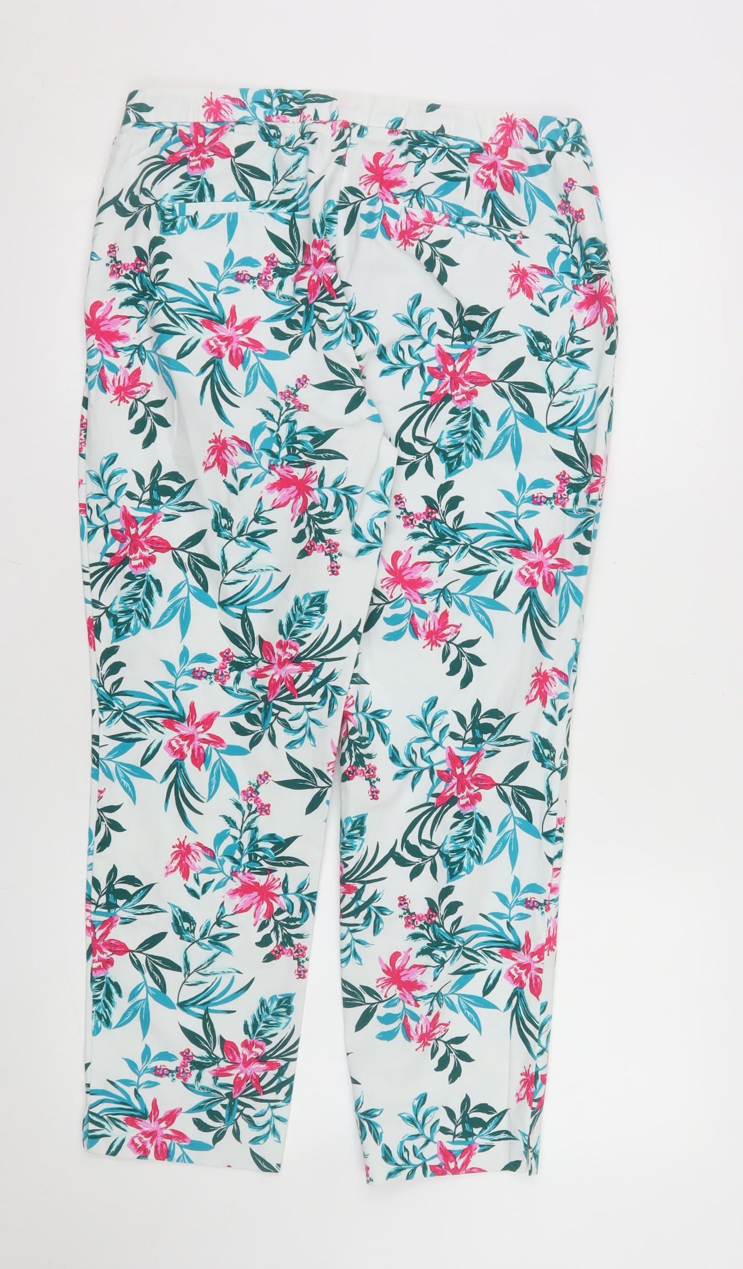 St. Bernard for Dunnes Stores Women’s White Floral Cotton Stretch Trousers Size 14