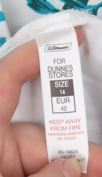 St. Bernard for Dunnes Stores Women’s White Floral Cotton Stretch Trousers Size 14
