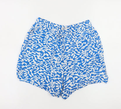Marks and Spencer Womens Blue White Shorts Size 8 Viscose Casual Summer