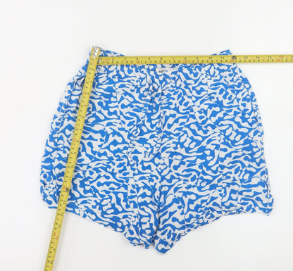 Marks and Spencer Womens Blue White Shorts Size 8 Viscose Casual Summer