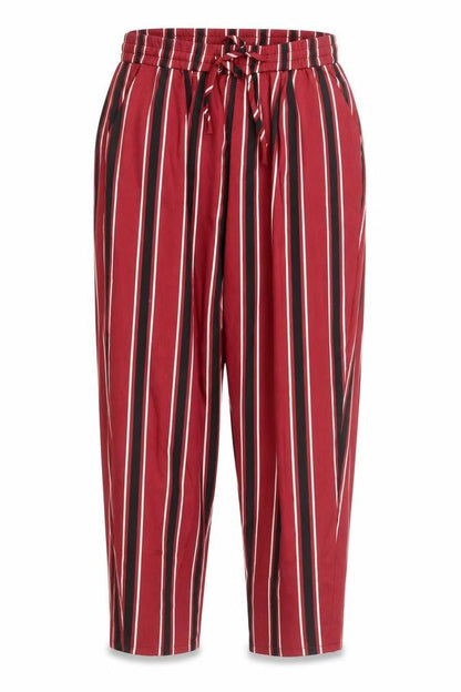 PrettyLittleThing Women’s Red Striped Cropped Tapered Trousers Size 10
