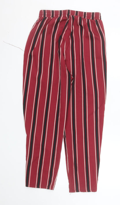 PrettyLittleThing Women’s Red Striped Cropped Tapered Trousers Size 10