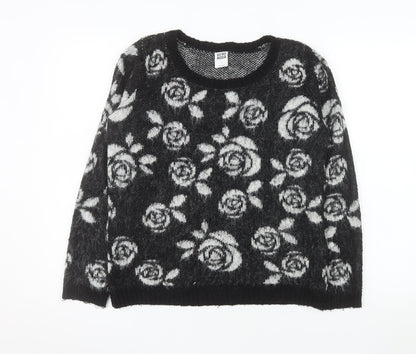 Vero Moda Women’s Black Floral Knit Acrylic Jumper Size S