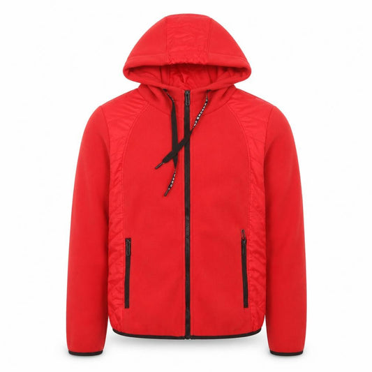 Cecil Men Red Polyester Hooded Full Zip Fleece Jacket Size S