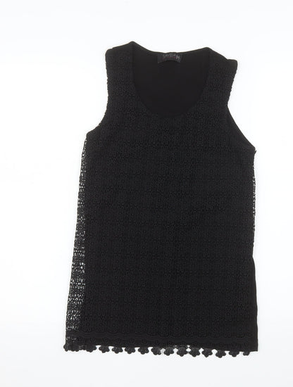 Savida Women’s Black Lace Tank Top UK 10 Viscose Blend Camisole