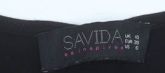 Savida Women’s Black Lace Tank Top UK 10 Viscose Blend Camisole