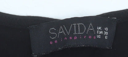 Savida Women’s Black Lace Tank Top UK 10 Viscose Blend Camisole